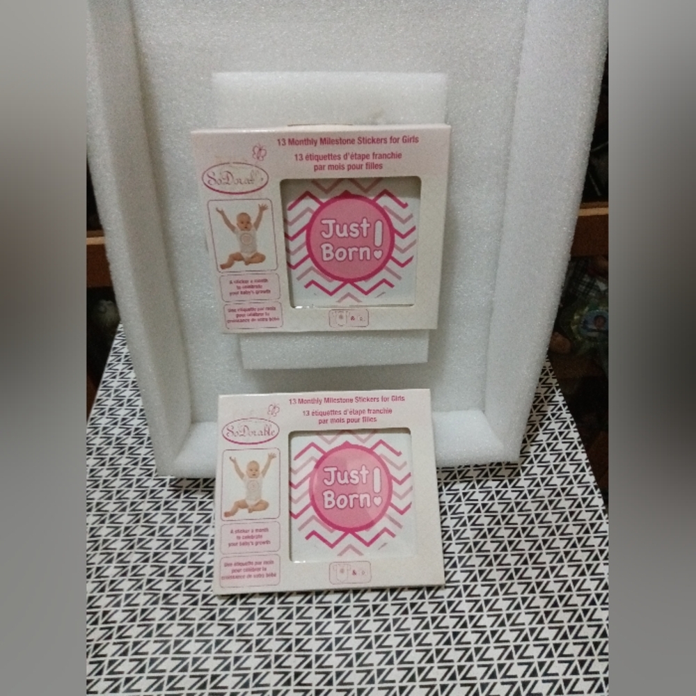 Baby Milestone Stickers - Pink Chevron Design
